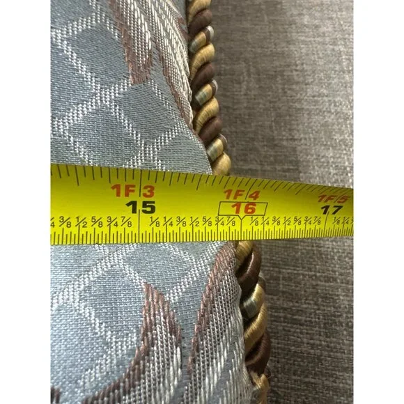 Decorative Pillow Set Jacquard Tapestry Fabric Corded Trim 2 Square and Bolster - Picture 6 of 8